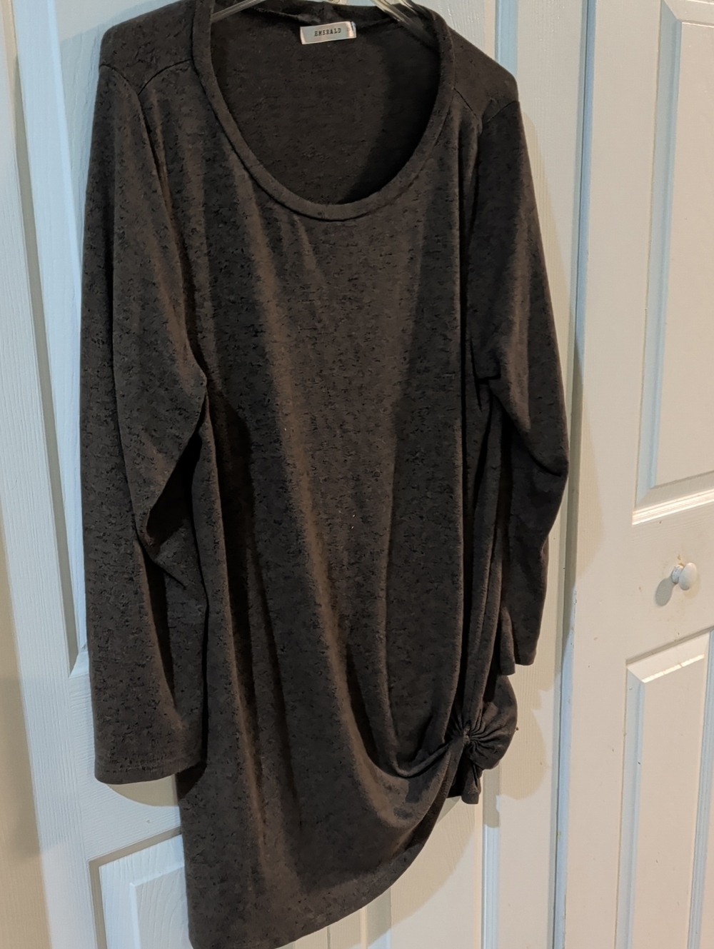 Emerald Charcoal Gray Cozy Fabric Top